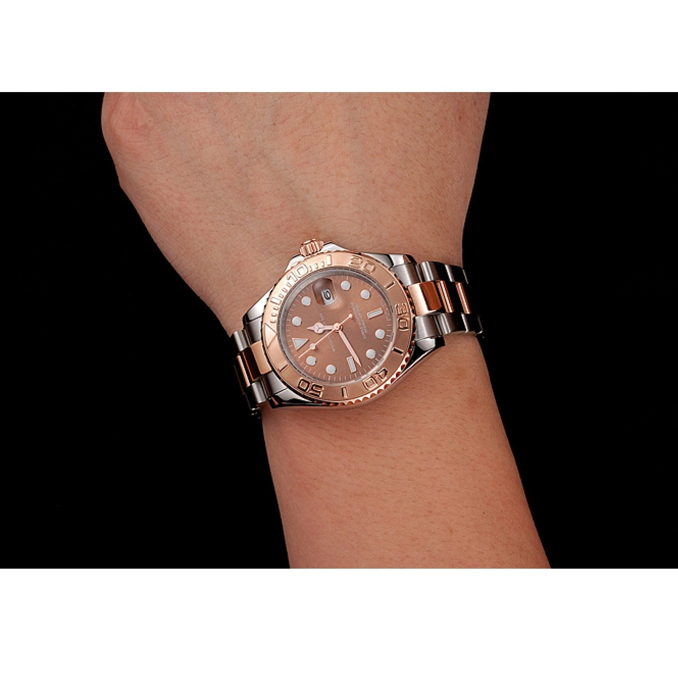 AAA Replica Watches Tone Gold Two Master Rose Steel Dial 1453864 Yacht Bracelet Rolex Stainless 0825
